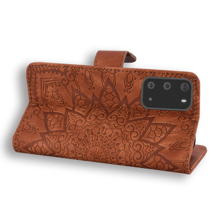 Embossed Sunflower Pattern Horizontal Flip PU Leather Case with Holder & Card Slots & Wallet & Lanyard(Brown)-garmade.com