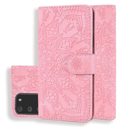 Embossed Sunflower Pattern Horizontal Flip PU Leather Case with Holder & Card Slots & Wallet & Lanyard(Pink)-garmade.com