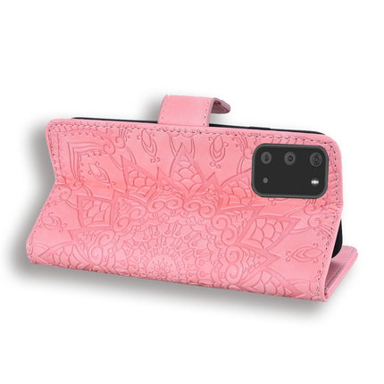 Embossed Sunflower Pattern Horizontal Flip PU Leather Case with Holder & Card Slots & Wallet & Lanyard(Pink)-garmade.com