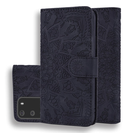 For Samsung Galaxy S20+ Embossed Sunflower Pattern Horizontal Flip PU Leather Case with Holder & Card Slots & Wallet & Lanyard(Black)-garmade.com