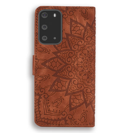 For Samsung Galaxy S20+ Embossed Sunflower Pattern Horizontal Flip PU Leather Case with Holder & Card Slots & Wallet & Lanyard(Brown)-garmade.com