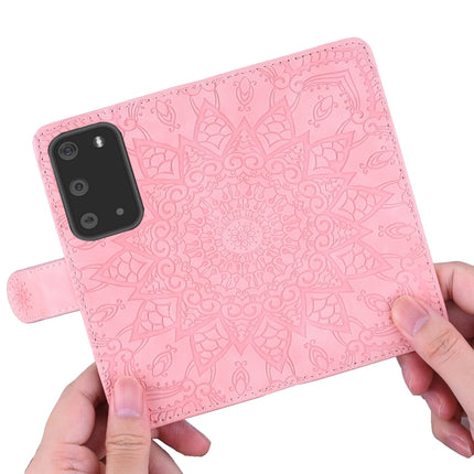 For Samsung Galaxy S20+ Embossed Sunflower Pattern Horizontal Flip PU Leather Case with Holder & Card Slots & Wallet & Lanyard(Pink)-garmade.com