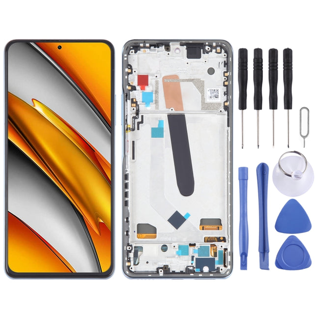 OLED LCD Screen For Xiaomi Poco F3 Digitizer Full Assembly with Frame(Blue)-garmade.com