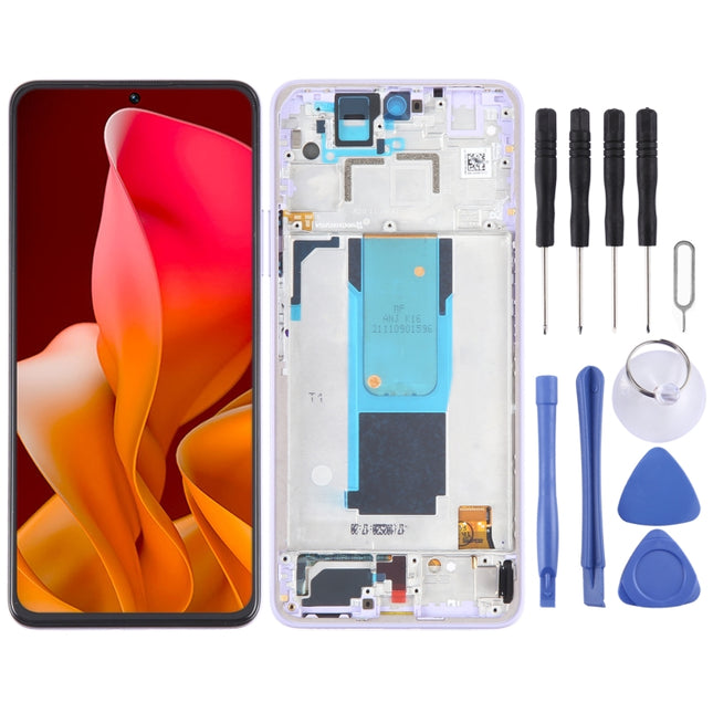 LCD Screen For Xiaomi 11i HyperCharge 5G Digitizer Full Assembly with Frame(Purple)-garmade.com