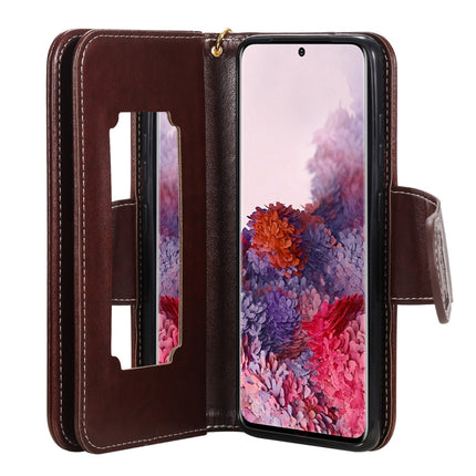 For Samsung Galaxy S20 Woman and Cat Embossed Horizontal Flip Leather Case, with Card Slots & Holder & Wallet & Photo Frame & Mirror & Lanyard(Brown)-garmade.com