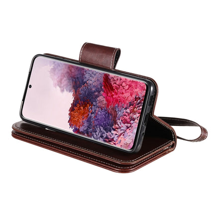 For Samsung Galaxy S20 Woman and Cat Embossed Horizontal Flip Leather Case, with Card Slots & Holder & Wallet & Photo Frame & Mirror & Lanyard(Brown)-garmade.com