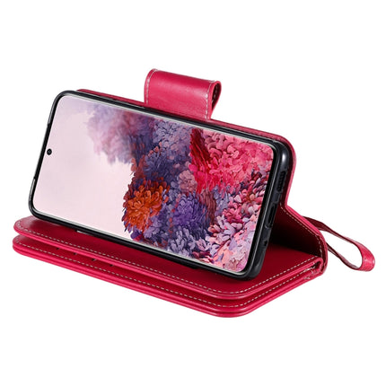 For Samsung Galaxy S20 Woman and Cat Embossed Horizontal Flip Leather Case, with Card Slots & Holder & Wallet & Photo Frame & Mirror & Lanyard(Red)-garmade.com