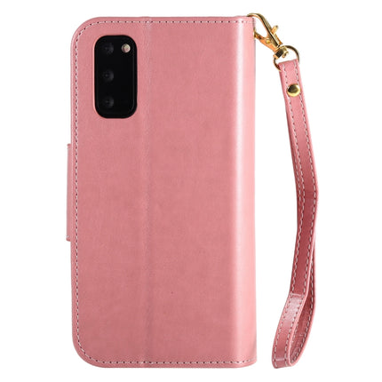 For Samsung Galaxy S20 Woman and Cat Embossed Horizontal Flip Leather Case, with Card Slots & Holder & Wallet & Photo Frame & Mirror & Lanyard(Pink)-garmade.com