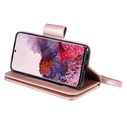 For Samsung Galaxy S20 Woman and Cat Embossed Horizontal Flip Leather Case, with Card Slots & Holder & Wallet & Photo Frame & Mirror & Lanyard(Rose Gold)-garmade.com