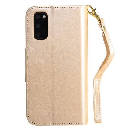 For Samsung Galaxy S20 Woman and Cat Embossed Horizontal Flip Leather Case, with Card Slots & Holder & Wallet & Photo Frame & Mirror & Lanyard(Gold)-garmade.com