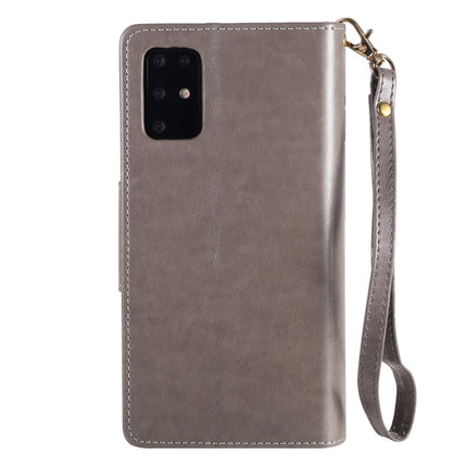 For Samsung Galaxy S20+ Woman and Cat Embossed Horizontal Flip Leather Case, with Card Slots & Holder & Wallet & Photo Frame & Mirror & Lanyard(Grey)-garmade.com