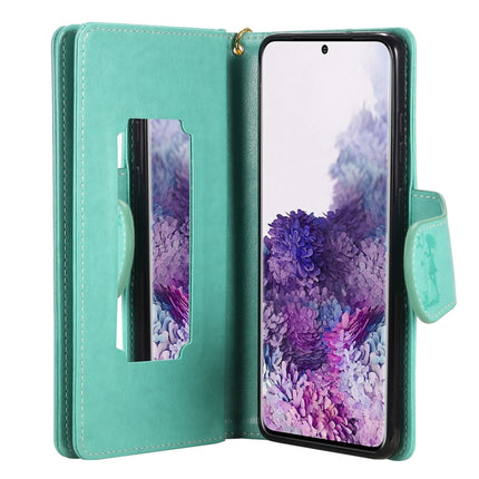 For Samsung Galaxy S20+ Woman and Cat Embossed Horizontal Flip Leather Case, with Card Slots & Holder & Wallet & Photo Frame & Mirror & Lanyard(Green)-garmade.com