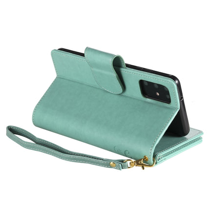For Samsung Galaxy S20+ Woman and Cat Embossed Horizontal Flip Leather Case, with Card Slots & Holder & Wallet & Photo Frame & Mirror & Lanyard(Green)-garmade.com