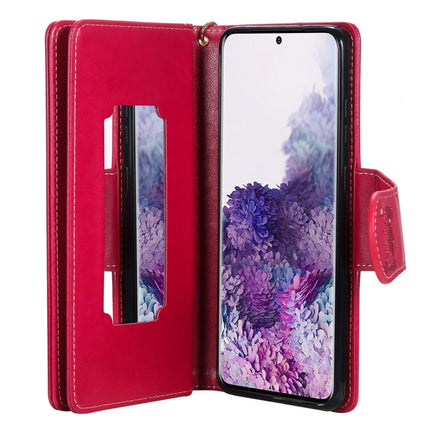 For Samsung Galaxy S20+ Woman and Cat Embossed Horizontal Flip Leather Case, with Card Slots & Holder & Wallet & Photo Frame & Mirror & Lanyard(Red)-garmade.com