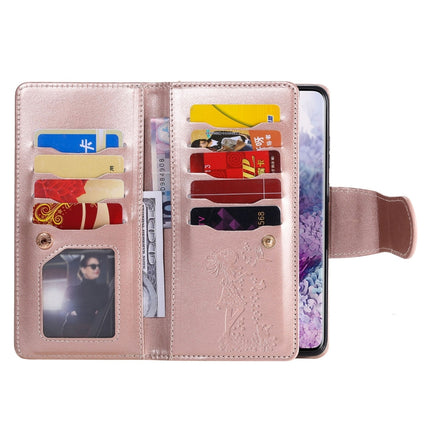 For Samsung Galaxy S20+ Woman and Cat Embossed Horizontal Flip Leather Case, with Card Slots & Holder & Wallet & Photo Frame & Mirror & Lanyard(Rose Gold)-garmade.com