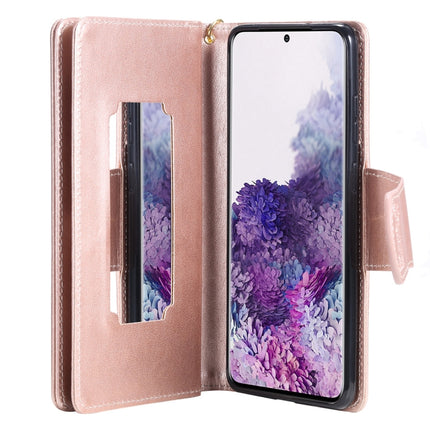For Samsung Galaxy S20+ Woman and Cat Embossed Horizontal Flip Leather Case, with Card Slots & Holder & Wallet & Photo Frame & Mirror & Lanyard(Rose Gold)-garmade.com