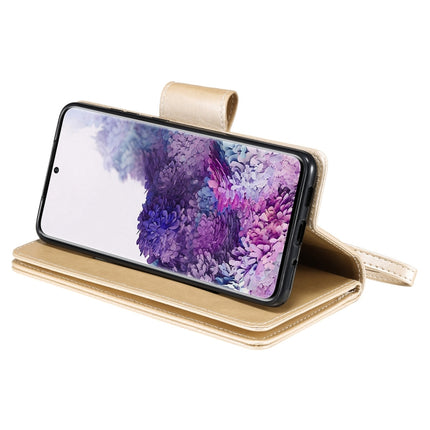 For Samsung Galaxy S20+ Woman and Cat Embossed Horizontal Flip Leather Case, with Card Slots & Holder & Wallet & Photo Frame & Mirror & Lanyard(Gold)-garmade.com