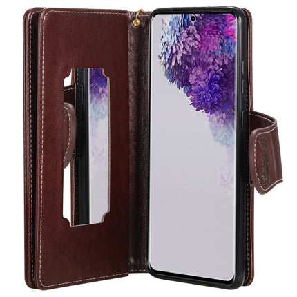 For Samsung Galaxy S20 Ultra Woman and Cat Embossed Horizontal Flip Leather Case, with Card Slots & Holder & Wallet & Photo Frame & Mirror & Lanyard(Brown)-garmade.com