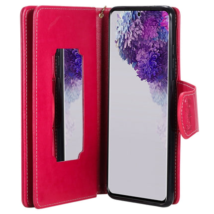 For Samsung Galaxy S20 Ultra Woman and Cat Embossed Horizontal Flip Leather Case, with Card Slots & Holder & Wallet & Photo Frame & Mirror & Lanyard(Red)-garmade.com