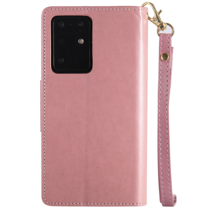 For Samsung Galaxy S20 Ultra Woman and Cat Embossed Horizontal Flip Leather Case, with Card Slots & Holder & Wallet & Photo Frame & Mirror & Lanyard(Pink)-garmade.com