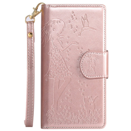 For Samsung Galaxy S20 Ultra Woman and Cat Embossed Horizontal Flip Leather Case, with Card Slots & Holder & Wallet & Photo Frame & Mirror & Lanyard(Rose Gold)-garmade.com