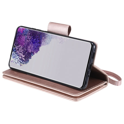 For Samsung Galaxy S20 Ultra Woman and Cat Embossed Horizontal Flip Leather Case, with Card Slots & Holder & Wallet & Photo Frame & Mirror & Lanyard(Rose Gold)-garmade.com