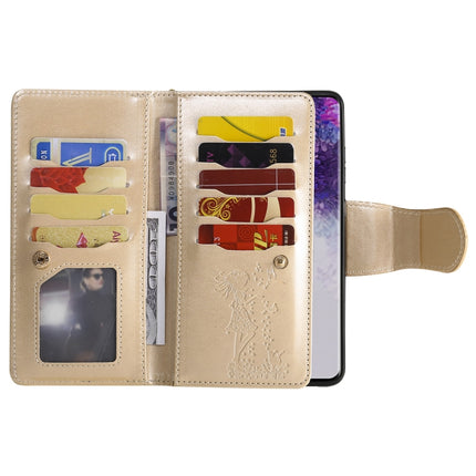 For Samsung Galaxy S20 Ultra Woman and Cat Embossed Horizontal Flip Leather Case, with Card Slots & Holder & Wallet & Photo Frame & Mirror & Lanyard(Gold)-garmade.com