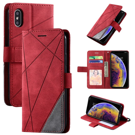 For iPhone XS / X Skin Feel Splicing Horizontal Flip Leather Case with Holder & Card Slots & Wallet & Photo Frame(Red)-garmade.com