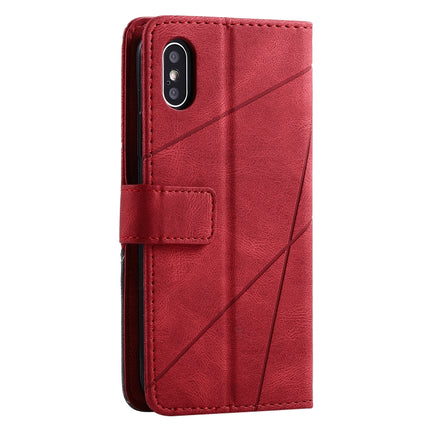 For iPhone XS / X Skin Feel Splicing Horizontal Flip Leather Case with Holder & Card Slots & Wallet & Photo Frame(Red)-garmade.com