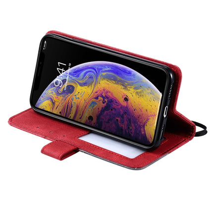 For iPhone XS / X Skin Feel Splicing Horizontal Flip Leather Case with Holder & Card Slots & Wallet & Photo Frame(Red)-garmade.com