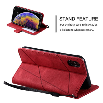 For iPhone XS / X Skin Feel Splicing Horizontal Flip Leather Case with Holder & Card Slots & Wallet & Photo Frame(Red)-garmade.com