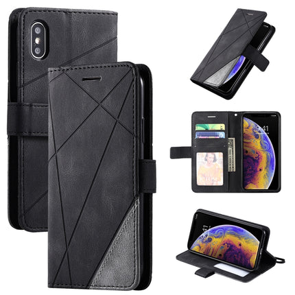 For iPhone XS / X Skin Feel Splicing Horizontal Flip Leather Case with Holder & Card Slots & Wallet & Photo Frame(Black)-garmade.com