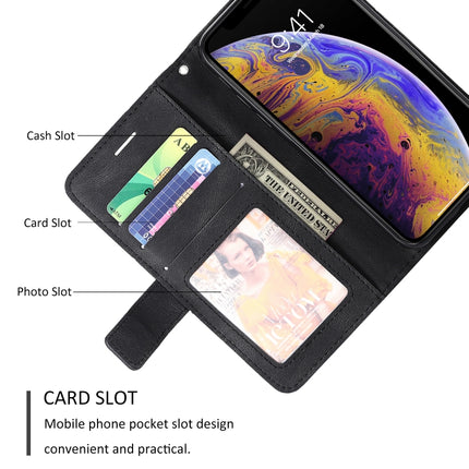 For iPhone XS / X Skin Feel Splicing Horizontal Flip Leather Case with Holder & Card Slots & Wallet & Photo Frame(Black)-garmade.com