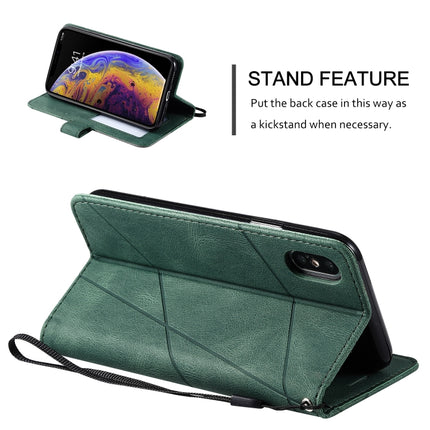 For iPhone XS / X Skin Feel Splicing Horizontal Flip Leather Case with Holder & Card Slots & Wallet & Photo Frame(Green)-garmade.com