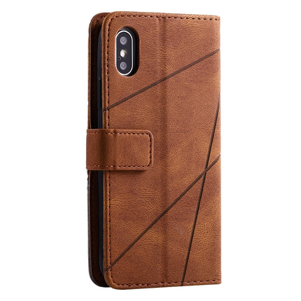 For iPhone XS / X Skin Feel Splicing Horizontal Flip Leather Case with Holder & Card Slots & Wallet & Photo Frame(Brown)-garmade.com