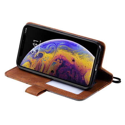 For iPhone XS / X Skin Feel Splicing Horizontal Flip Leather Case with Holder & Card Slots & Wallet & Photo Frame(Brown)-garmade.com
