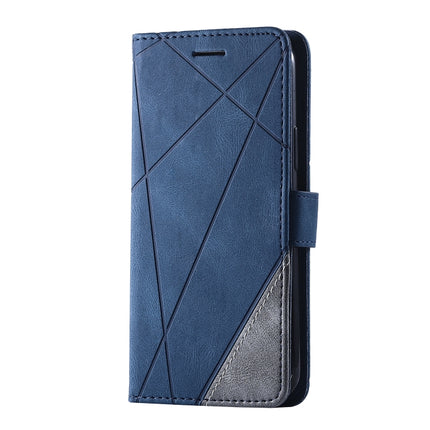 For iPhone 11 Skin Feel Splicing Horizontal Flip Leather Case with Holder & Card Slots & Wallet & Photo Frame(Blue)-garmade.com