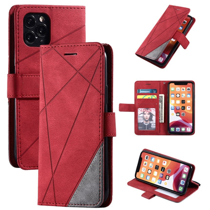 For iPhone 11 Skin Feel Splicing Horizontal Flip Leather Case with Holder & Card Slots & Wallet & Photo Frame(Red)-garmade.com
