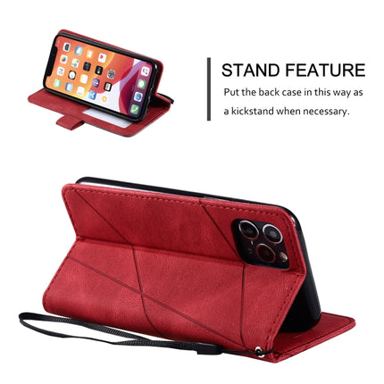 For iPhone 11 Skin Feel Splicing Horizontal Flip Leather Case with Holder & Card Slots & Wallet & Photo Frame(Red)-garmade.com