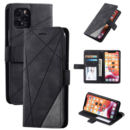 For iPhone 11 Skin Feel Splicing Horizontal Flip Leather Case with Holder & Card Slots & Wallet & Photo Frame(Black)-garmade.com