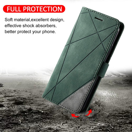For iPhone 11 Skin Feel Splicing Horizontal Flip Leather Case with Holder & Card Slots & Wallet & Photo Frame(Green)-garmade.com