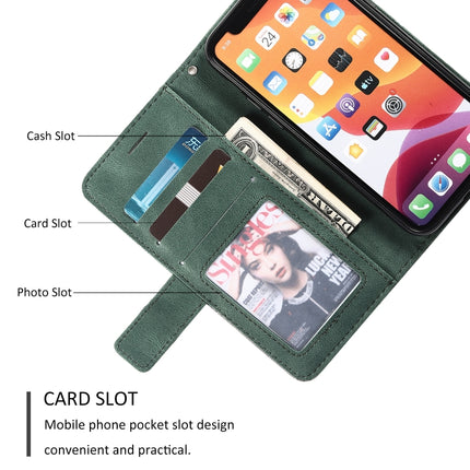 For iPhone 11 Skin Feel Splicing Horizontal Flip Leather Case with Holder & Card Slots & Wallet & Photo Frame(Green)-garmade.com