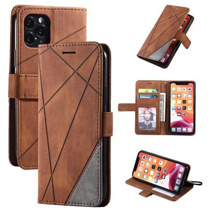 For iPhone 11 Skin Feel Splicing Horizontal Flip Leather Case with Holder & Card Slots & Wallet & Photo Frame(Brown)-garmade.com