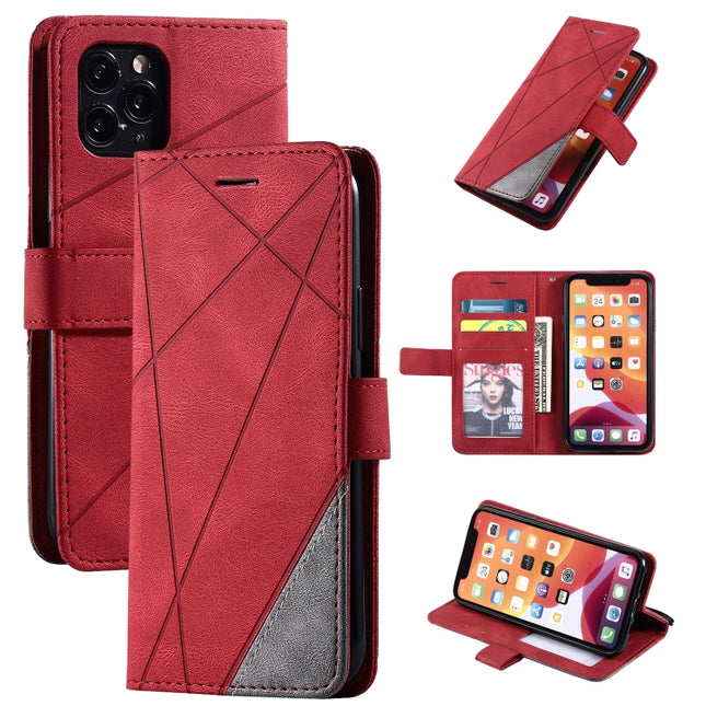 For iPhone 11 Pro Skin Feel Splicing Horizontal Flip Leather Case with Holder & Card Slots & Wallet & Photo Frame(Red)-garmade.com