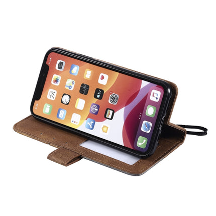 For iPhone 11 Pro Skin Feel Splicing Horizontal Flip Leather Case with Holder & Card Slots & Wallet & Photo Frame(Brown)-garmade.com