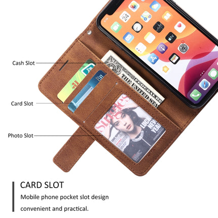 For iPhone 11 Pro Skin Feel Splicing Horizontal Flip Leather Case with Holder & Card Slots & Wallet & Photo Frame(Brown)-garmade.com