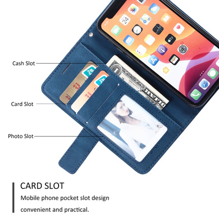For iPhone 11 Pro Max Skin Feel Splicing Horizontal Flip Leather Case with Holder & Card Slots & Wallet & Photo Frame(Blue)-garmade.com