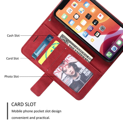 For iPhone 11 Pro Max Skin Feel Splicing Horizontal Flip Leather Case with Holder & Card Slots & Wallet & Photo Frame(Red)-garmade.com
