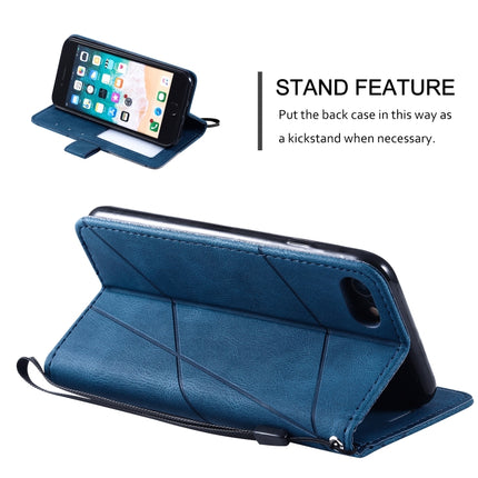 For iPhone SE 2020 / 8 / 7 Skin Feel Splicing Horizontal Flip Leather Case with Holder & Card Slots & Wallet & Photo Frame(Blue)-garmade.com