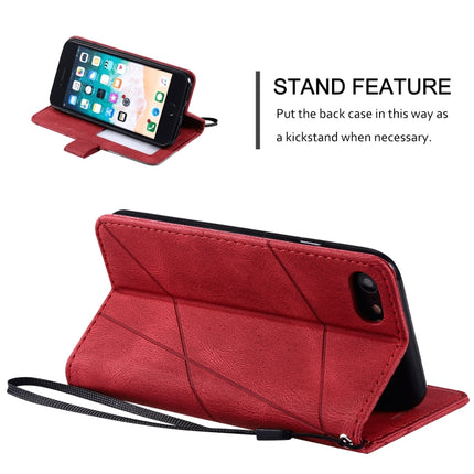 For iPhone SE 2020 / 8 / 7 Skin Feel Splicing Horizontal Flip Leather Case with Holder & Card Slots & Wallet & Photo Frame(Red)-garmade.com